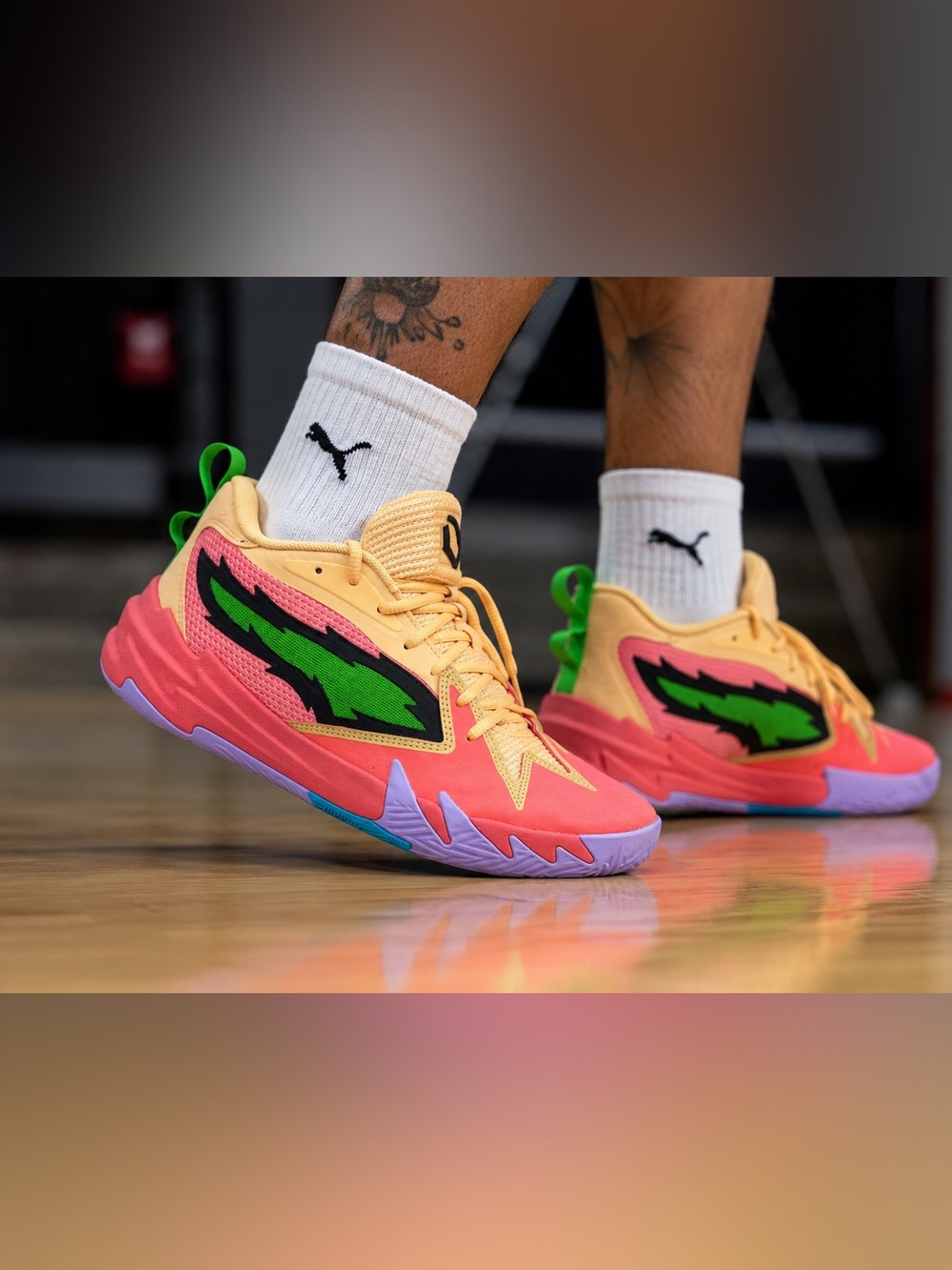 Puma MB.02 Basketball Shoes Pink Green Men’s Size 8 - Picture 4 of 8